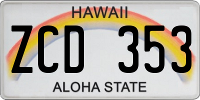 HI license plate ZCD353