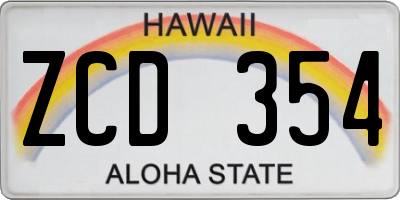 HI license plate ZCD354