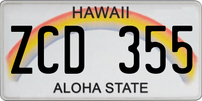 HI license plate ZCD355