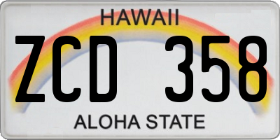 HI license plate ZCD358