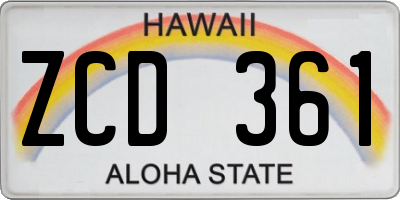 HI license plate ZCD361