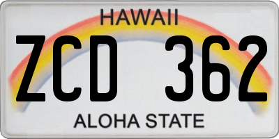 HI license plate ZCD362