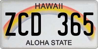 HI license plate ZCD365
