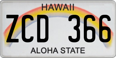 HI license plate ZCD366