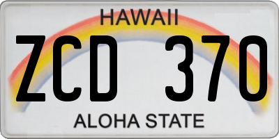 HI license plate ZCD370