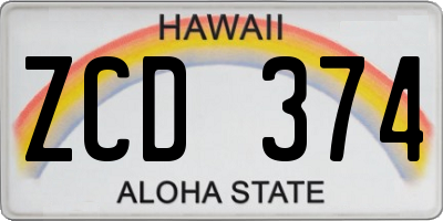 HI license plate ZCD374