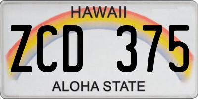 HI license plate ZCD375