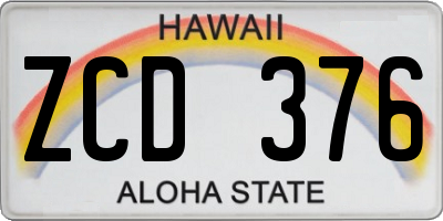 HI license plate ZCD376