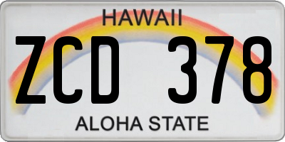 HI license plate ZCD378