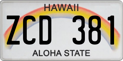 HI license plate ZCD381