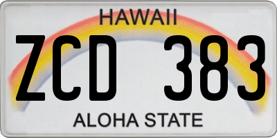 HI license plate ZCD383