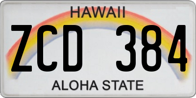 HI license plate ZCD384