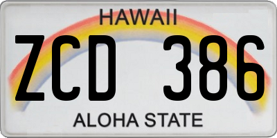 HI license plate ZCD386