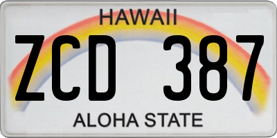 HI license plate ZCD387