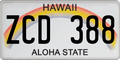 HI license plate ZCD388