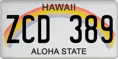 HI license plate ZCD389