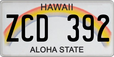 HI license plate ZCD392
