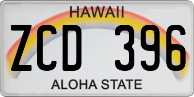 HI license plate ZCD396