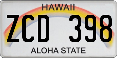 HI license plate ZCD398