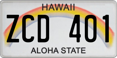 HI license plate ZCD401