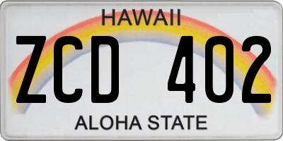 HI license plate ZCD402