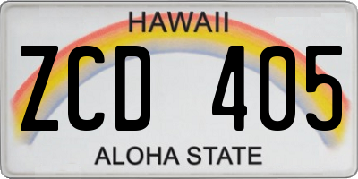 HI license plate ZCD405