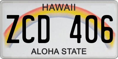 HI license plate ZCD406