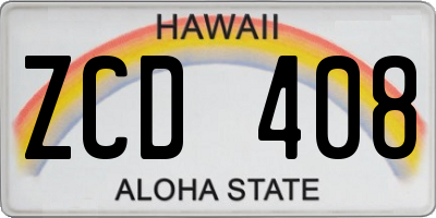HI license plate ZCD408