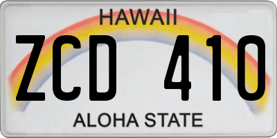 HI license plate ZCD410