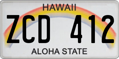 HI license plate ZCD412