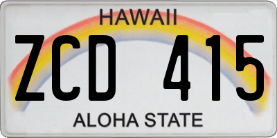 HI license plate ZCD415