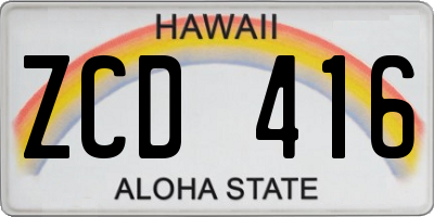 HI license plate ZCD416