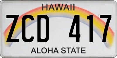 HI license plate ZCD417