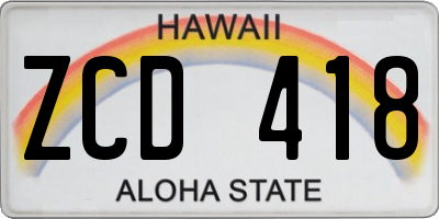 HI license plate ZCD418
