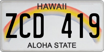 HI license plate ZCD419