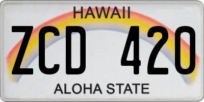 HI license plate ZCD420