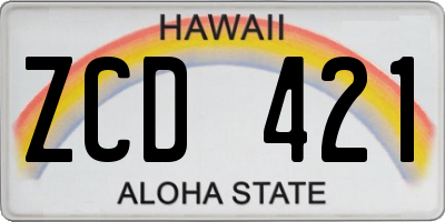 HI license plate ZCD421