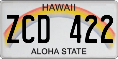 HI license plate ZCD422