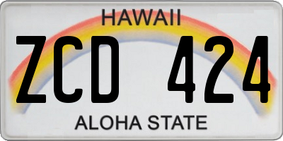 HI license plate ZCD424