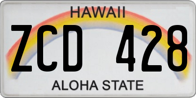 HI license plate ZCD428