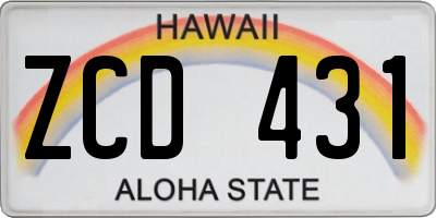 HI license plate ZCD431