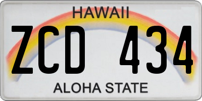 HI license plate ZCD434