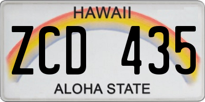 HI license plate ZCD435