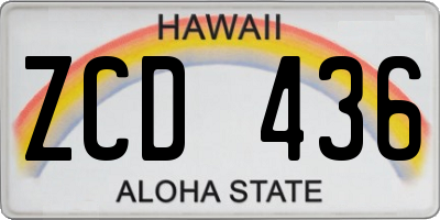 HI license plate ZCD436