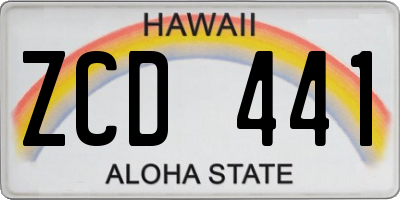 HI license plate ZCD441
