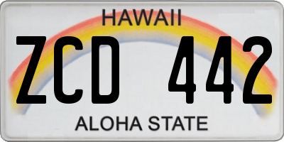 HI license plate ZCD442