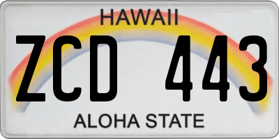 HI license plate ZCD443
