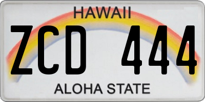 HI license plate ZCD444