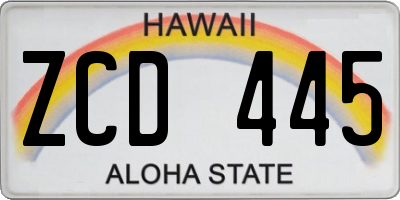 HI license plate ZCD445