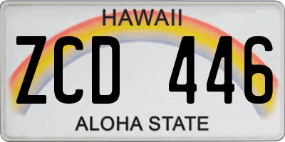 HI license plate ZCD446